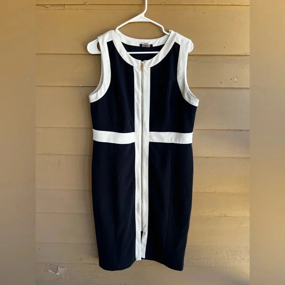 Classic Contemporary Office Black and White Bodycon Dress - Womens Size 16 - Picture 1 of 4